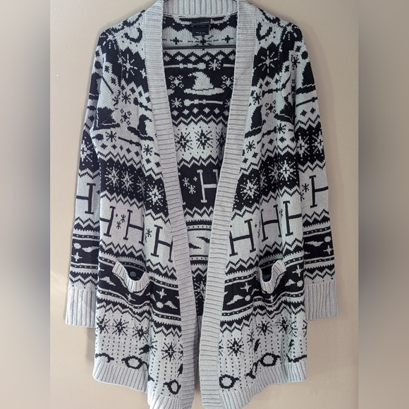 Hot Topic Sweaters - Harry Potter Fair Isle Cardigan/Hot Topic, Size:S/M, Color: Gray&Black